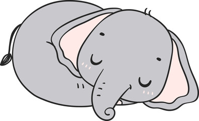 Baby Elephant Sleeping cartoon doodle