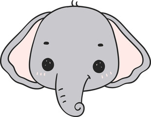 Baby Elephant face cartoon doodle