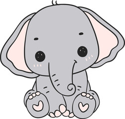 Baby Elephant Sitting cartoon doodle