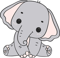 Baby Elephant Sitting cartoon doodle