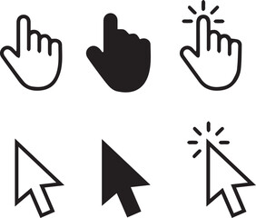 Fototapeta premium computer mouse click cursor arrow and hand set