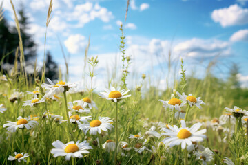 natural background at summer time landscape with flowers