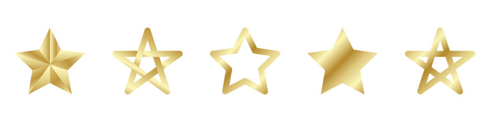 ikon bintang, set bintang emas, peringkat bintang emas dengan desain mewah, cocok dengan berbagai templat dan logo. vektor stok