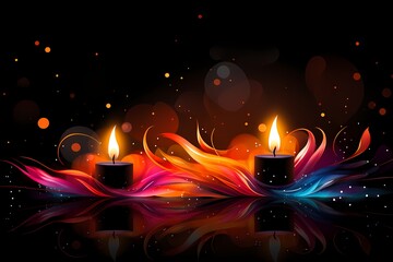 Fototapeta premium Elegant Burning Candles Abstract Graphics Background - Generative AI