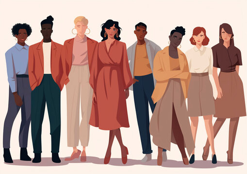 Diverse Group of Young Professionals in Business Attire