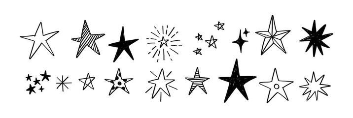 Set of star hand drawn element