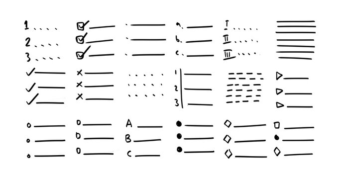 set of list hand drawn element