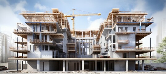 Apartment building construction. Generative AI technology.	
