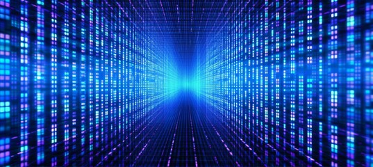 Naklejka premium Blue portal virtual space technology background. Generative AI technology.