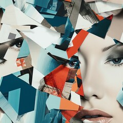 Detailed photograph of Fashion Beauty Collage art,seamless image