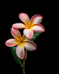 Fototapeta premium Plumeria flower isolated on black background