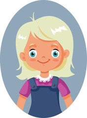Vector Cartoon Portrait of a Happy Innocent Little toddler Girl. The avatar of an innocent and blond child
