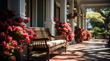 Southern front porch in the spring - obrazy, fototapety, plakaty