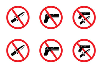 prohibited from carrying weapons, icon set. no weapons. weapons prohibited icon for various templates. stock vector - obrazy, fototapety, plakaty
