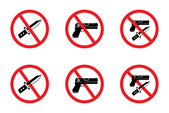 prohibited from carrying weapons, icon set. no weapons. weapons prohibited icon for various templates. stock vector
