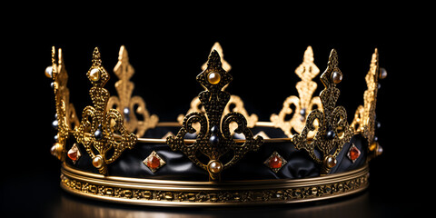 Luxury Beautiful Crown low key image of beautiful fantasy queen or king crown The coronation crown is depicted in isolation against a black background.
generative ai
