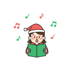 クリスマスソングを歌う子供のイラスト　女の子
