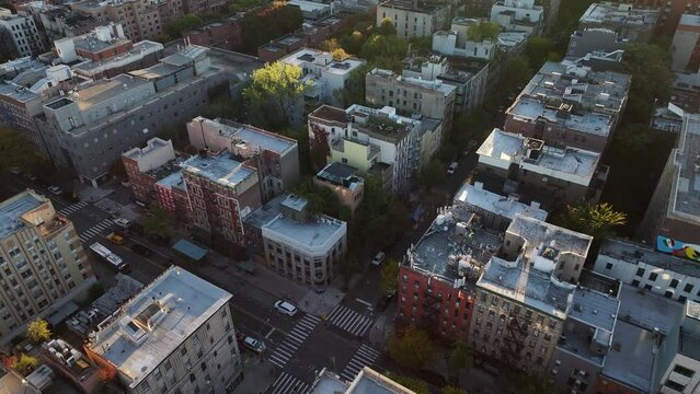 Aerial view of apartment buildings in Alphabet City, New York