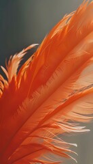 Close up of an orange feather background texture illustration. AI Generated
