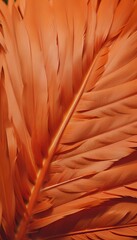 Close up of an orange feather background texture illustration. AI Generated