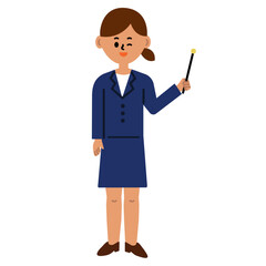 ビジネスパーソン　仕事　女性　スーツ　ポイント　全身　イラスト