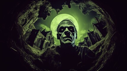 spooky frankestain character in halloween night