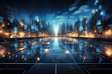 Obraz premium interface the distance computer digital technology background.