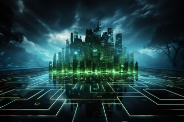 interface the distance computer digital technology background.