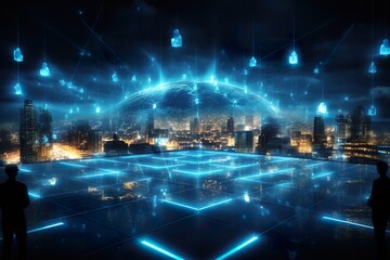 interface the distance computer digital technology background.