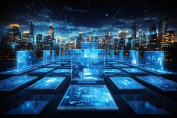 interface the distance computer digital technology background.