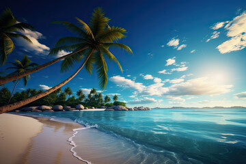 Obraz premium tropical beach with palm trees