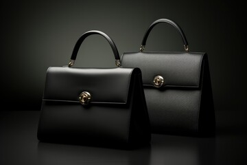 Black Leather Handbag Studio Shot