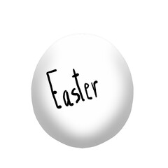 Illustration of white easter eggs with letter “Easter”on a white background