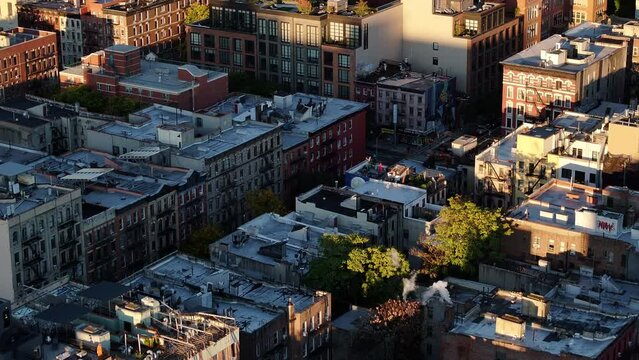 Aerial view of apartment buildings in Alphabet City, New York