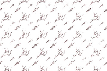 Bouquet of dry branches as seamless pattern background