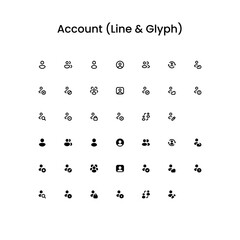 Account/Profile/User Outline and Glyph (Solid) Icon Set