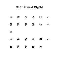 Chart/Graph Outline and Glyph (Solid) Icon Set