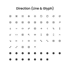 Direction/Navigation/Arrow Outline and Glyph (Solid) Icon Set