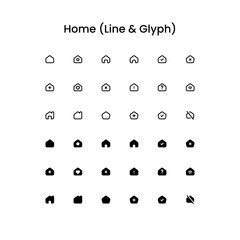 Home Outline and Glyph (Solid) Icon Set