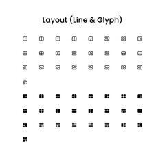 Layout Outline and Glyph (Solid) Icon Set