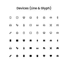 Devices/Gadget Outline and Glyph (Solid) Icon Set