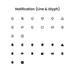 Notification/Alert Outline and Glyph (Solid) Icon Set