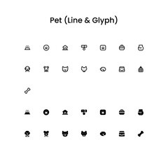 Pet/Animals Outline and Glyph (Solid) Icon Set