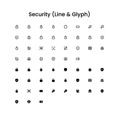 Security/Protection Outline and Glyph (Solid) Icon Set