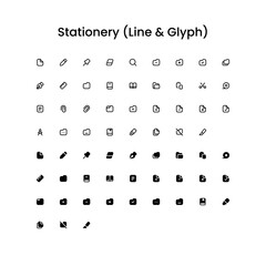 Stationery Outline and Glyph (Solid) Icon Set