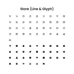 Store/Ecommerce Editing Outline and Glyph (Solid) Icon Set