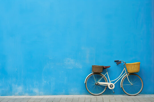 blue wall with bicycle