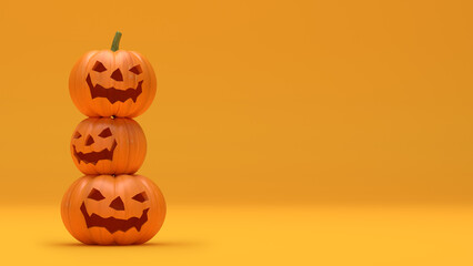 할로윈 호박탑 노란배경 Halloween Pumpkin Tower Yellow Background