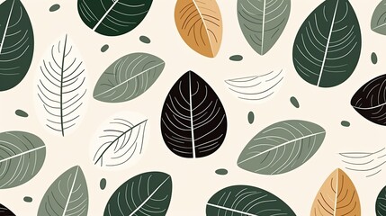 Fototapeta premium Abstract natural pattern. Minimal leaf flower plants simple shapes, eco agriculture concept.