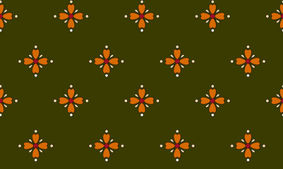 beautiful green and orange seamless pattern illustration all over repeat design for digital and textile 
